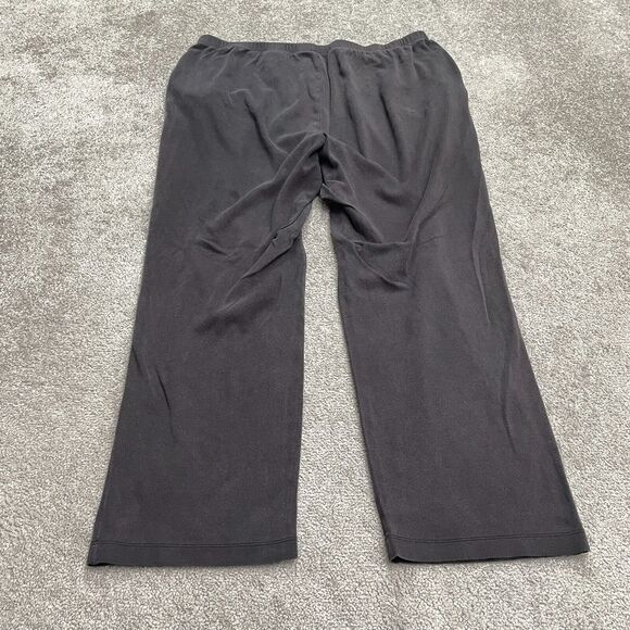 Land's End Lounge Sweatpants Womens XL Black Wide Leg Elastic Waist Cotton 36x28 - Picture 1 of 12